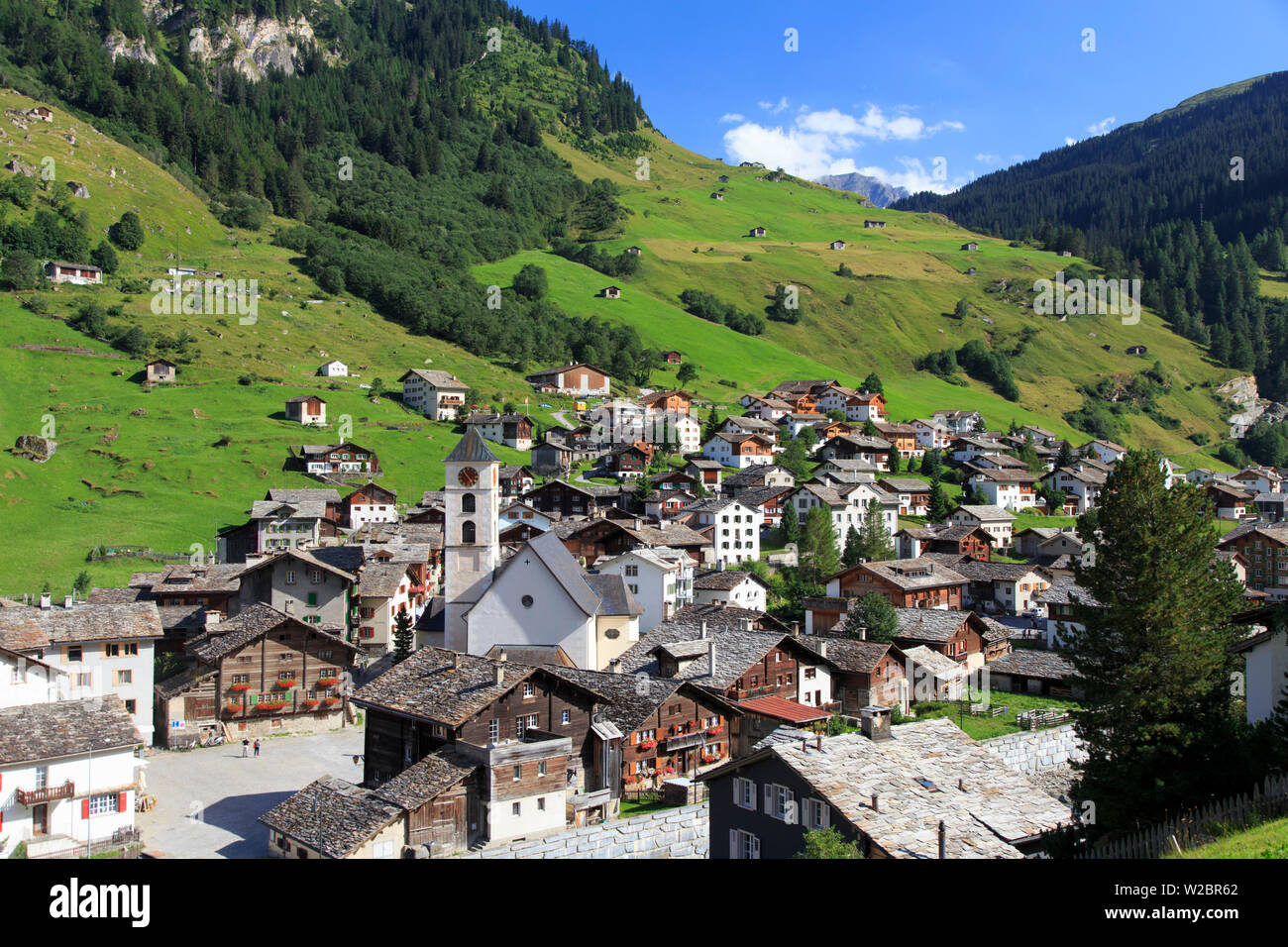 Switzerland, Graubunden, Vals, Town Center Stock Photo