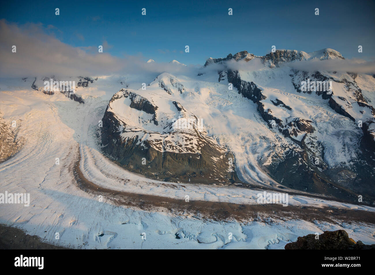 Monte Rosa range & Gornergletscher, Zermatt, Valais, Switzerland Stock ...