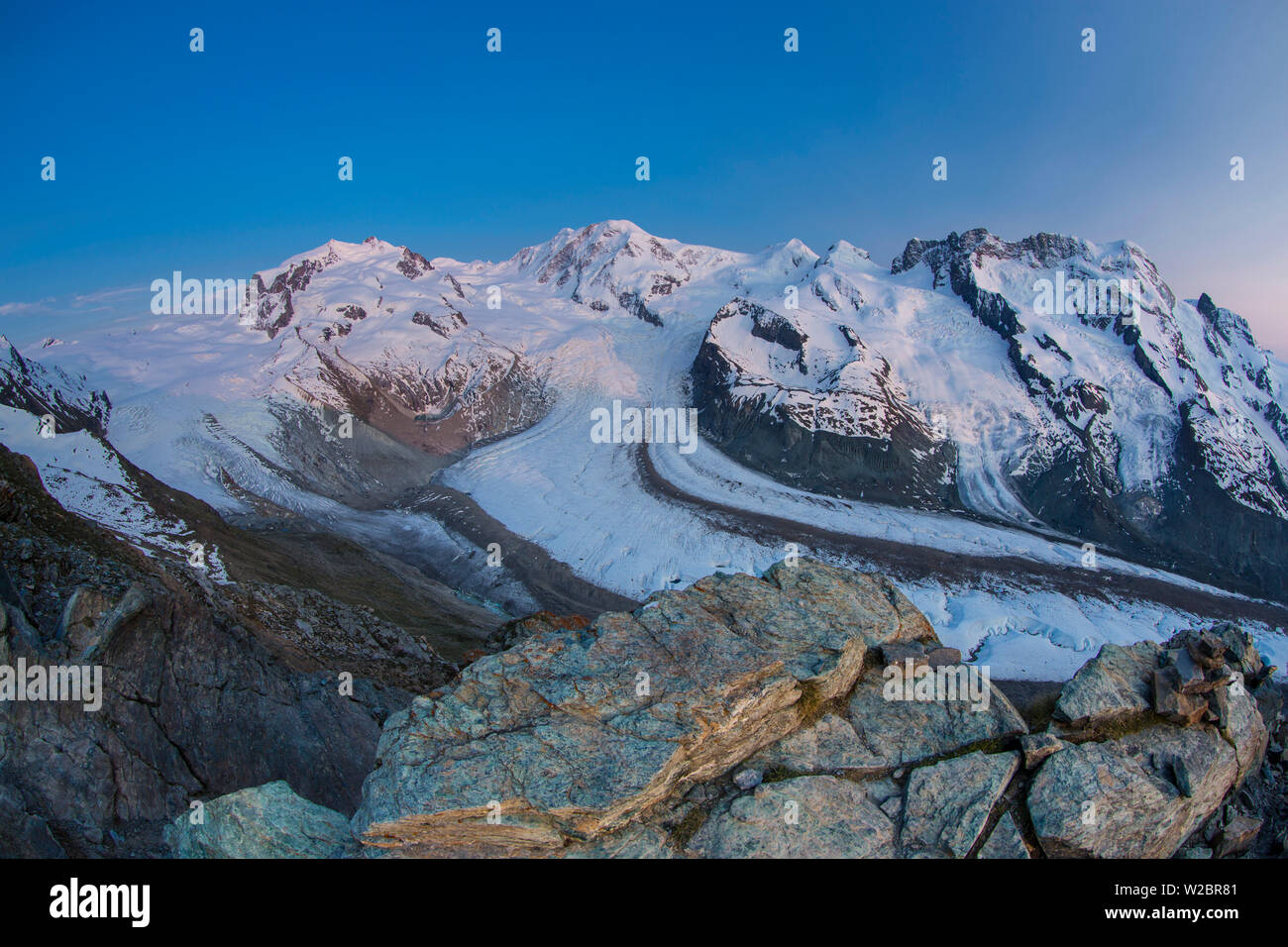 Monte Rosa range & Gornergletscher, Zermatt, Valais, Switzerland Stock ...