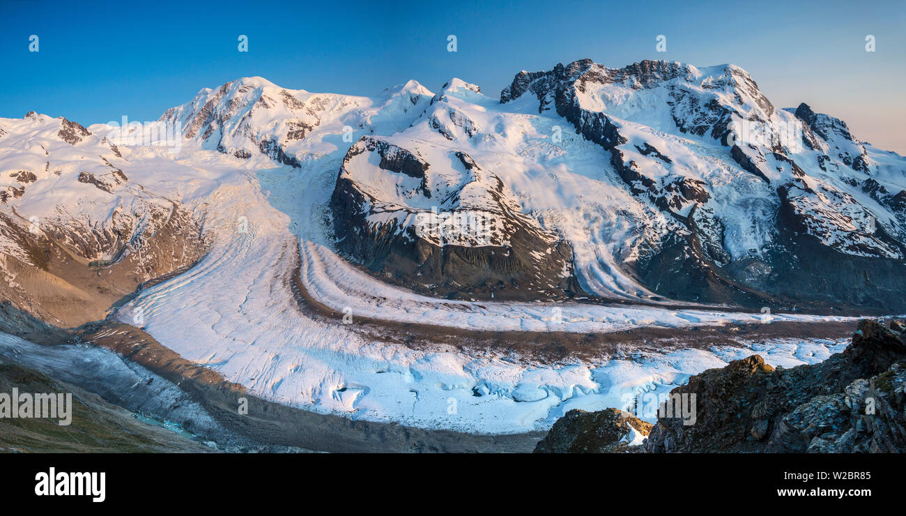 Monte Rosa range & Gornergletscher, Zermatt, Valais, Switzerland Stock ...