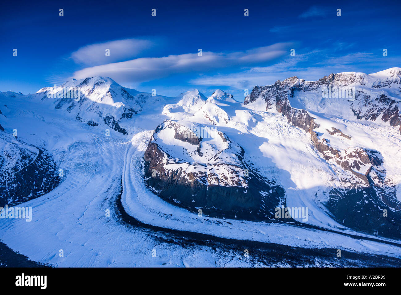 Monte Rosa range & Gornergletscher, Zermatt, Valais, Switzerland Stock ...