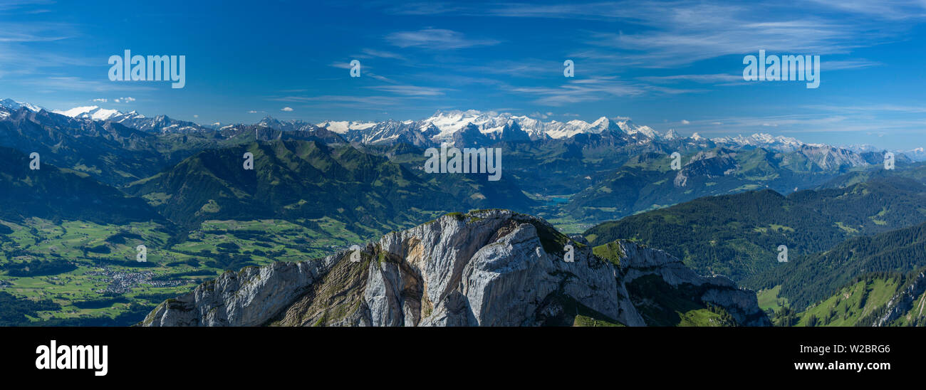 Berner Oberland mountains from Pilatus, Luzern Canton, Switzerland Stock Photo