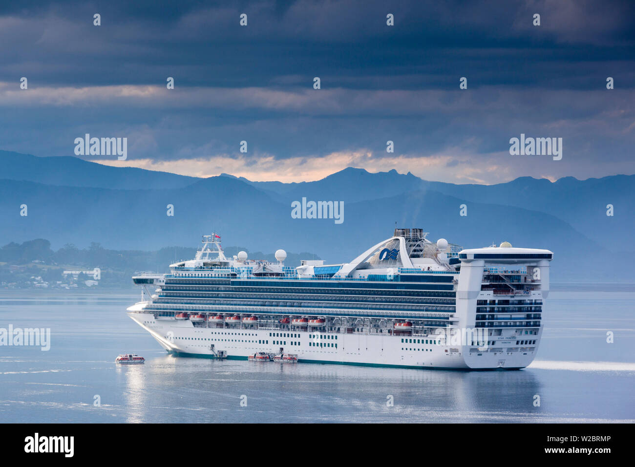 Chile, Los Lagos Region, Puerto Montt, cruiseship Stock Photo