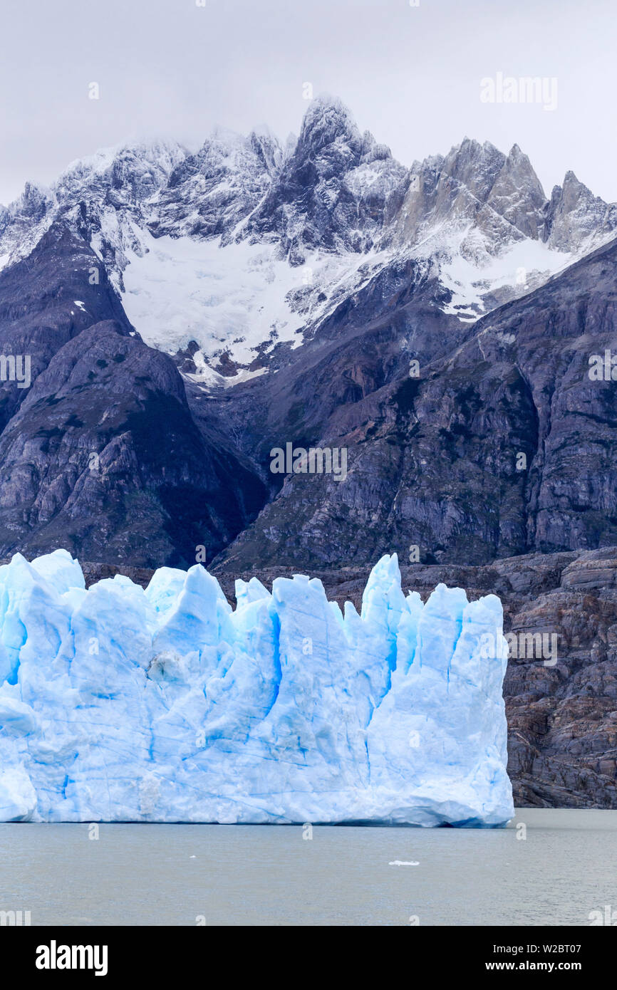 Chile, Patagonia, Torres del Paine National Park (UNESCO Site), Lake and Glacier Grey Stock Photo