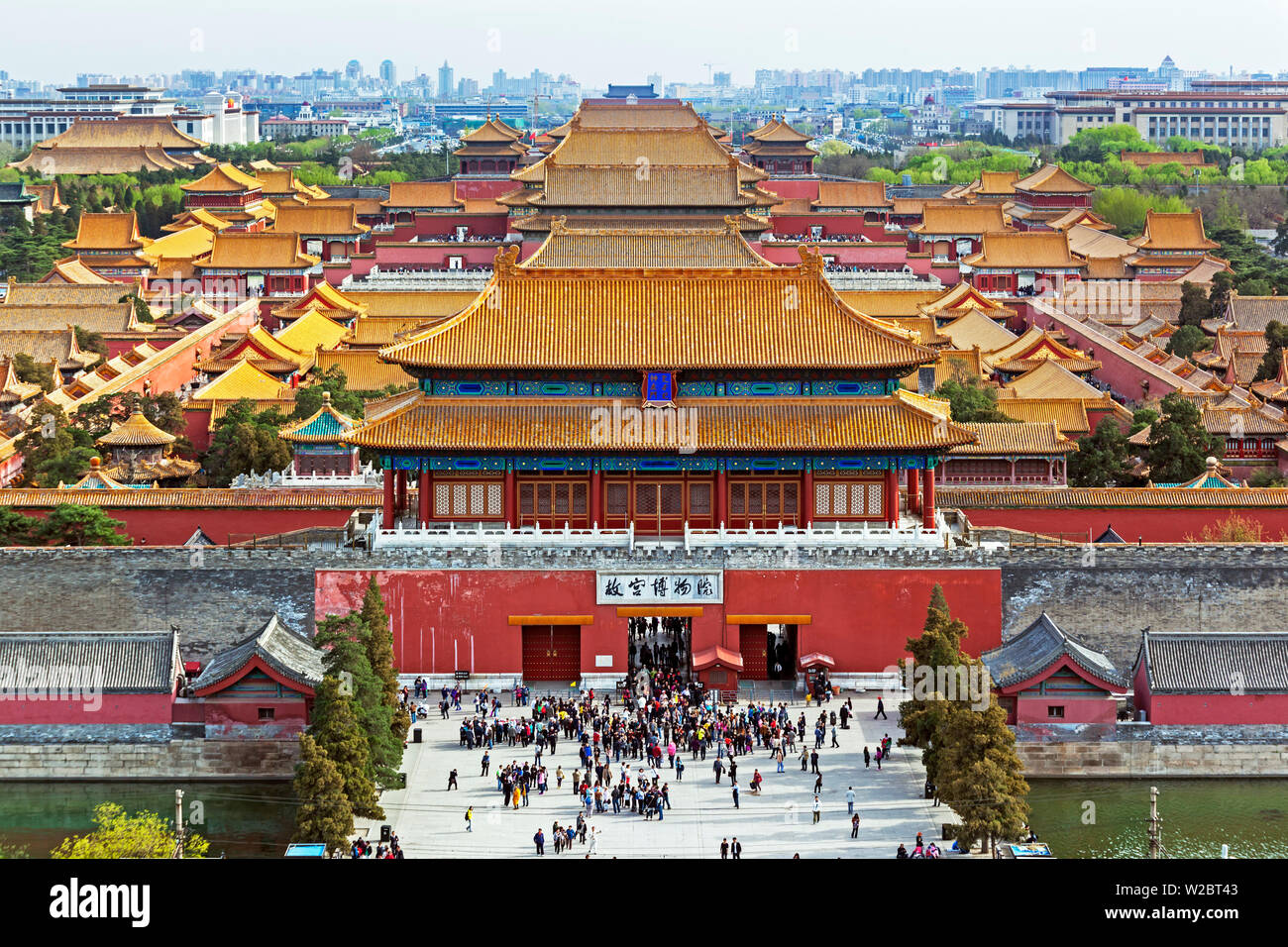 China, Beijing, The Forbidden City in Beijing looking South taken from the viewing point of Jingshan Park Stock Photo