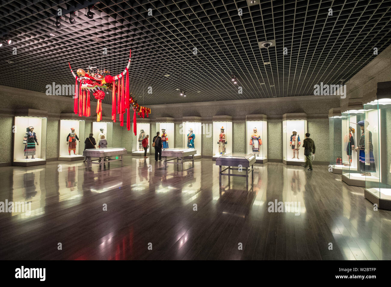 Display of regional traditional dress, Shanghai Museum, People's Square, Shanghai, China Stock Photo