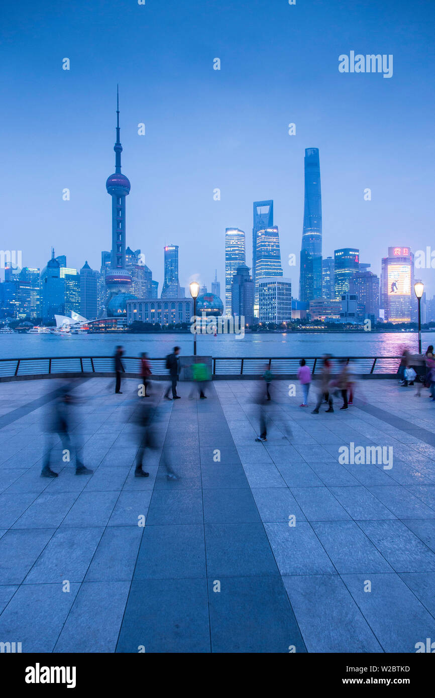 Pudong skyline across the Huangpu river, The Bund, Shanghai, China Stock Photo