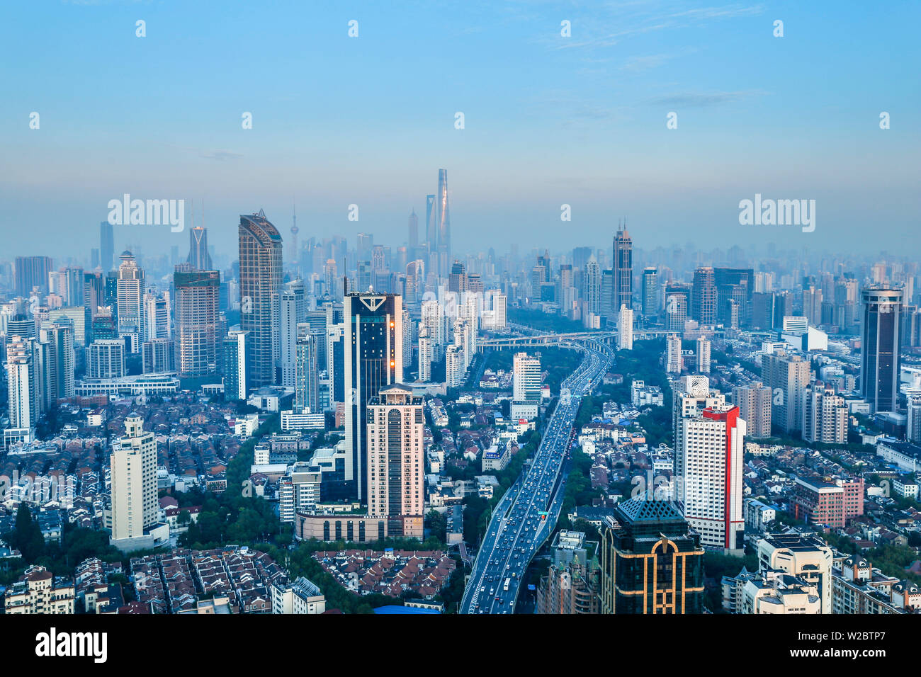 Skyline of Shanghai from Jing'An, China Stock Photo