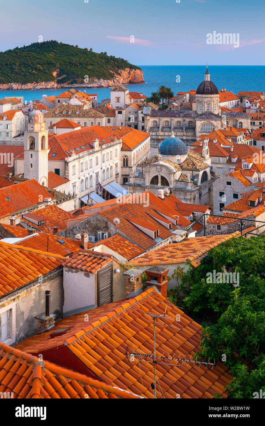 Croatia, Dalmatia, Dubrovnik, Old Town (Stari Grad) from Old Town Walls Stock Photo