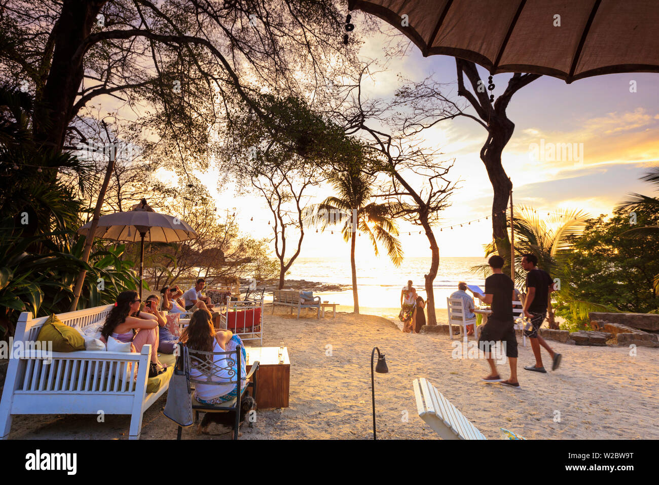 Costa Rica, Guanacaste, Nicoya Peninsula, Nosara, Playa Pelada, beach cafe Stock Photo