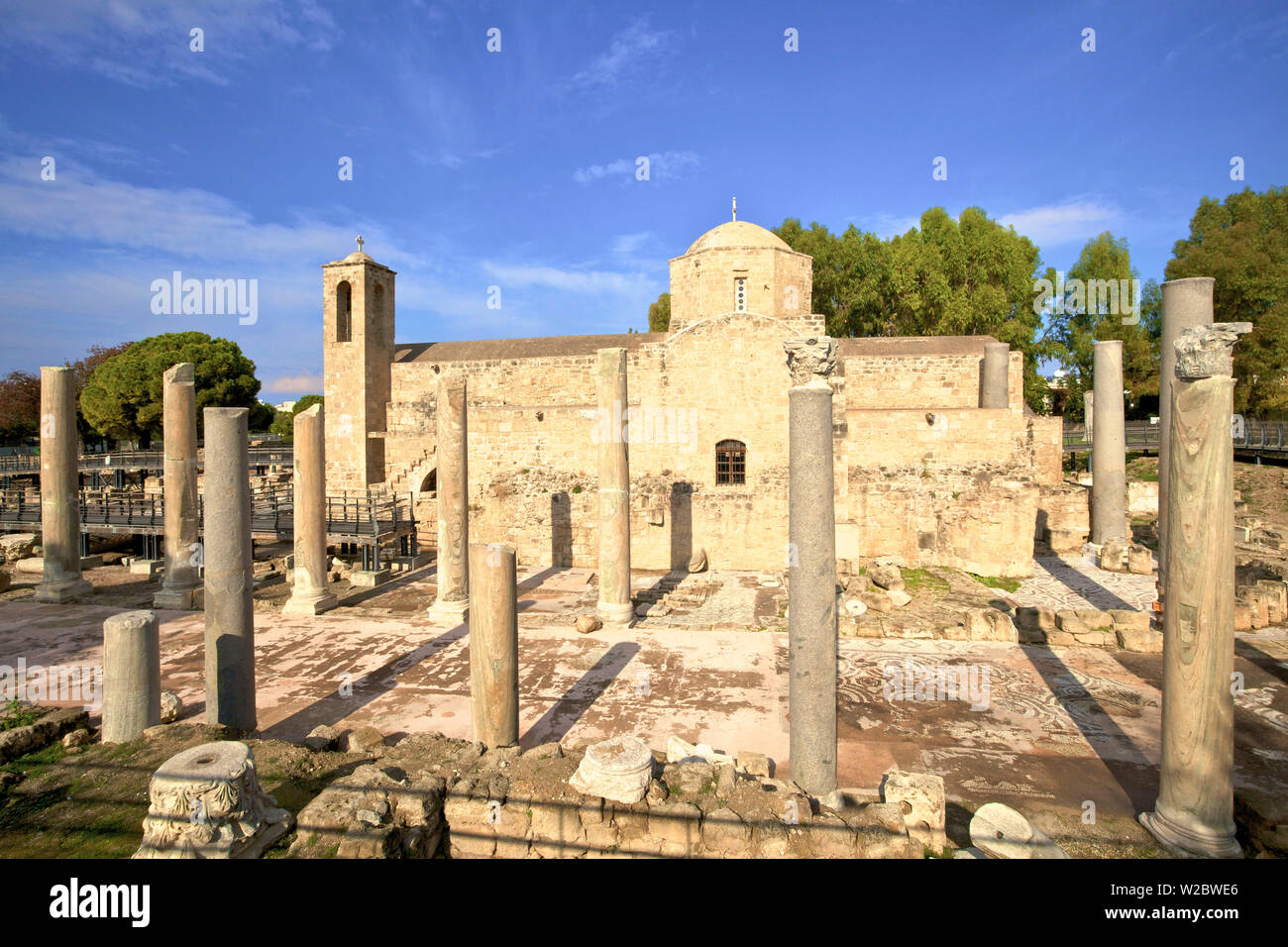 12th Century Stone Church of Agia Kyriaki, Pathos, Cyprus, Eastern Mediterranean Sea Stock Photo