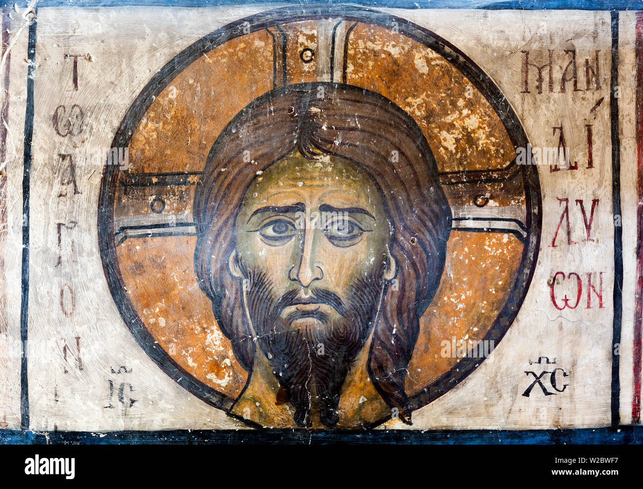 12th century fresco, St. Michael church, Lefkara, Cyprus Stock Photo