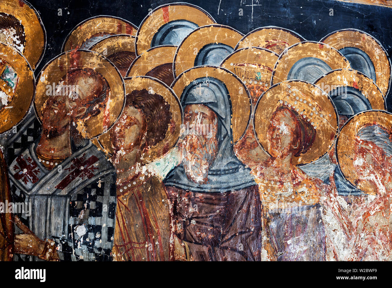 13th century fresco, Church of Panagia tou Moutoulla, Moutoullas, Cyprus Stock Photo