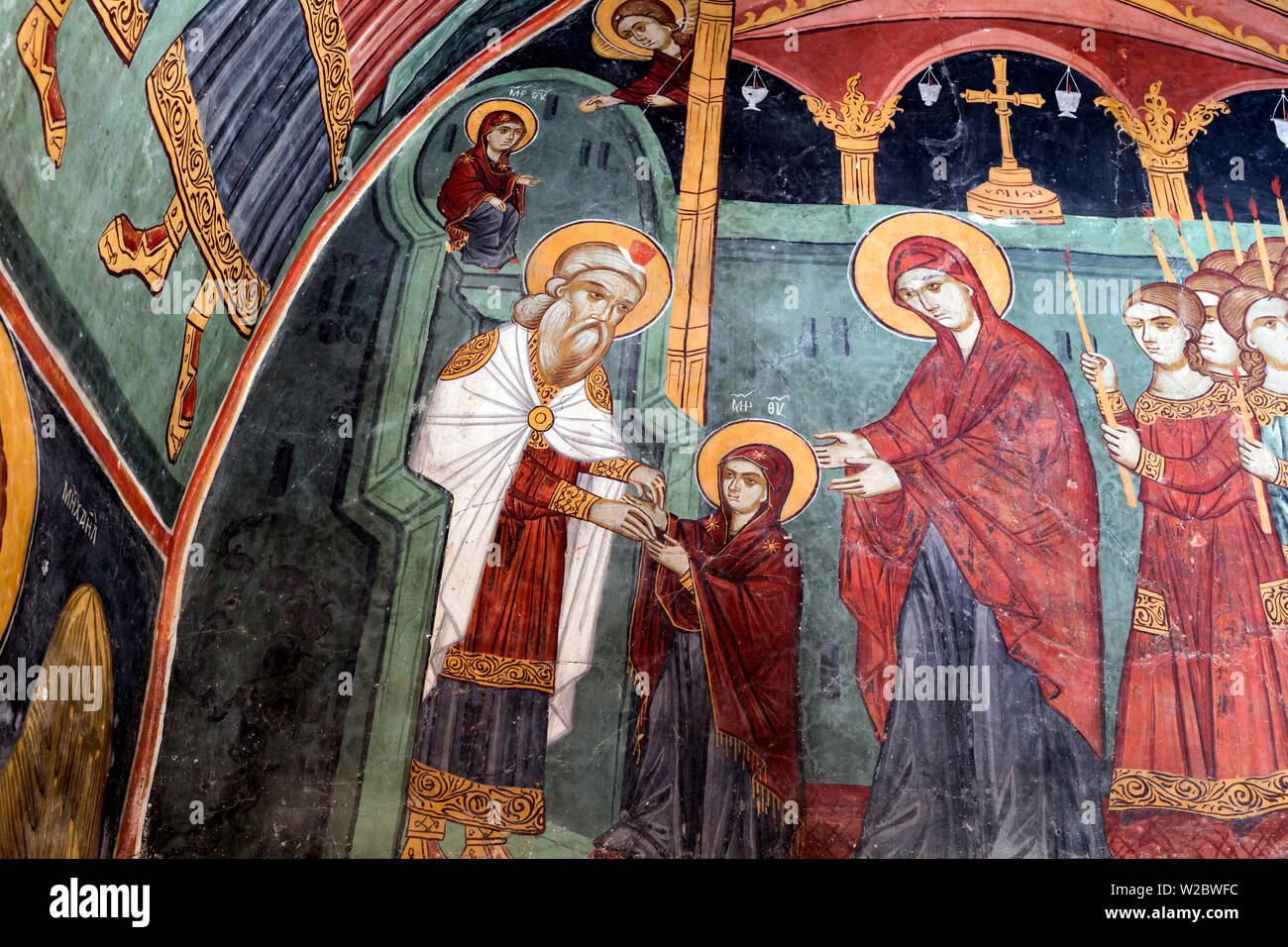 Fresco, Panagia tis Amasgou monastery church, Monagri village, Cyprus Stock Photo