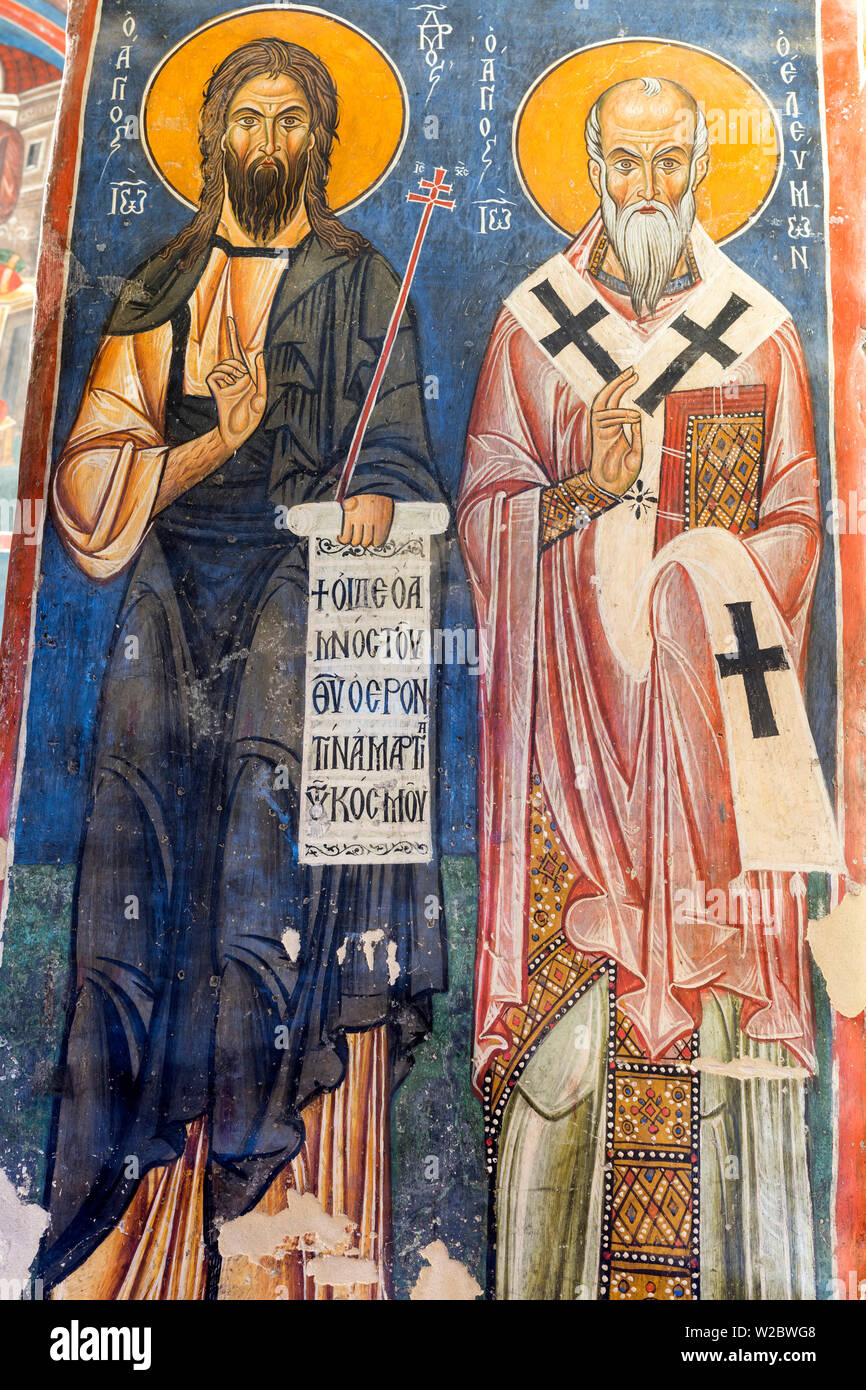 Byzantine fresco (12th century), Church of Ayios Nikolaos tis Steyis, Kakopetria, Cyprus Stock Photo