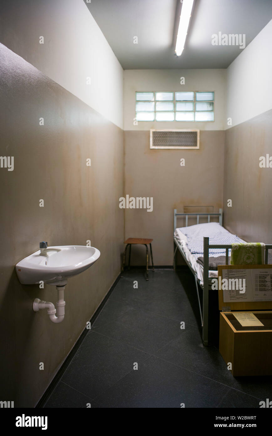 Germany, Berlin, Museum Insel, DDR Museum, museum of life in East German under Communist rule, prison cell Stock Photo