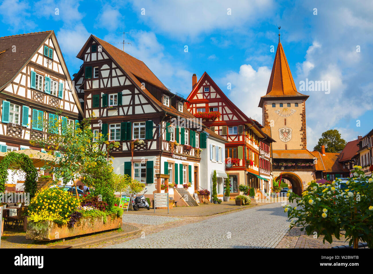 Oberturm Tower in Gengenbach's picturesque Altstad (Old Town), Gengenbach, Kinzigtal Valley, Black Forest, Baden Wurttemberg, Germany, Europe Stock Photo
