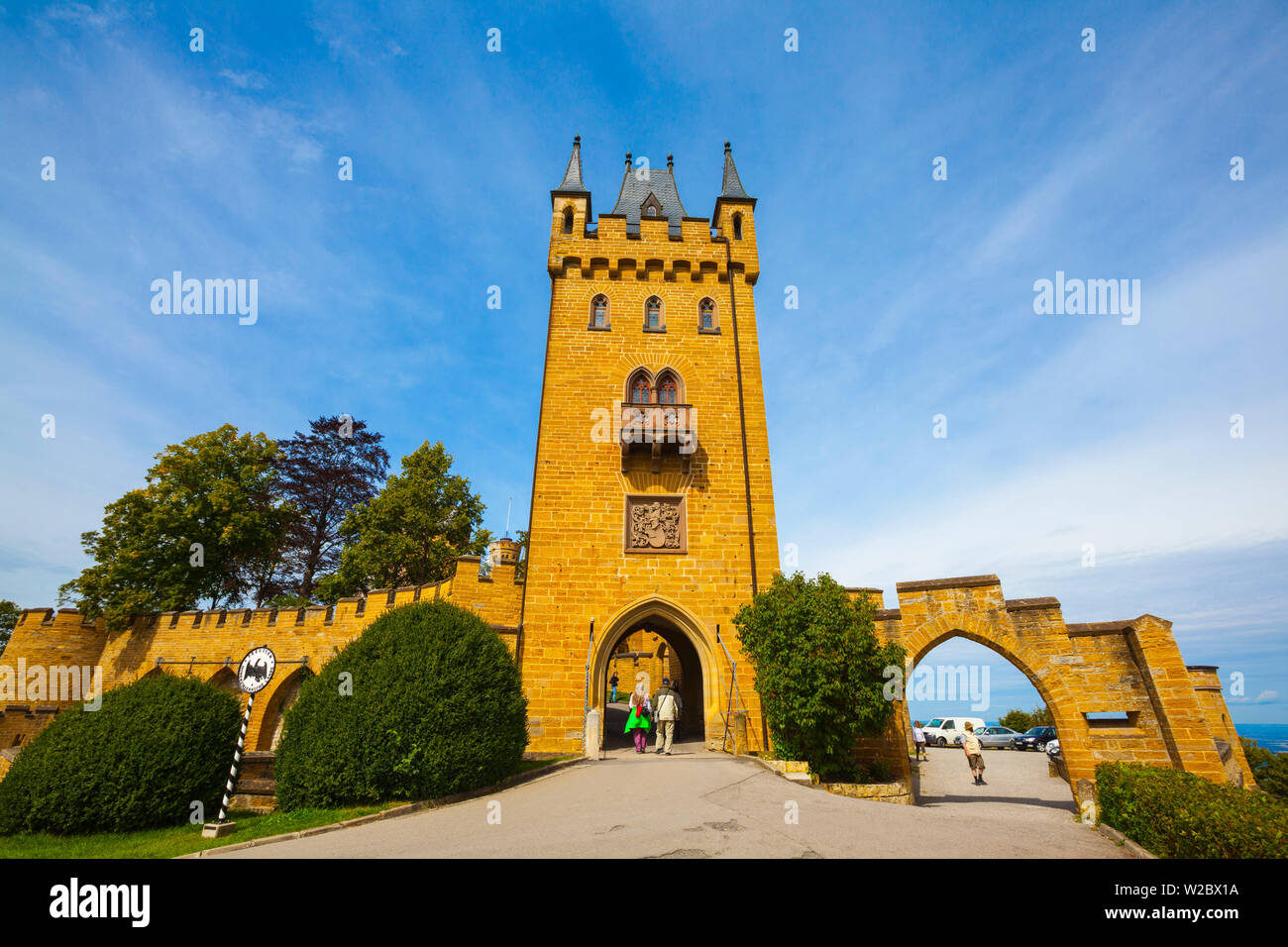 Castle Tower Gate, Hohenzollern Castle, Swabia, Baden Wuerttemberg, Germany Stock Photo