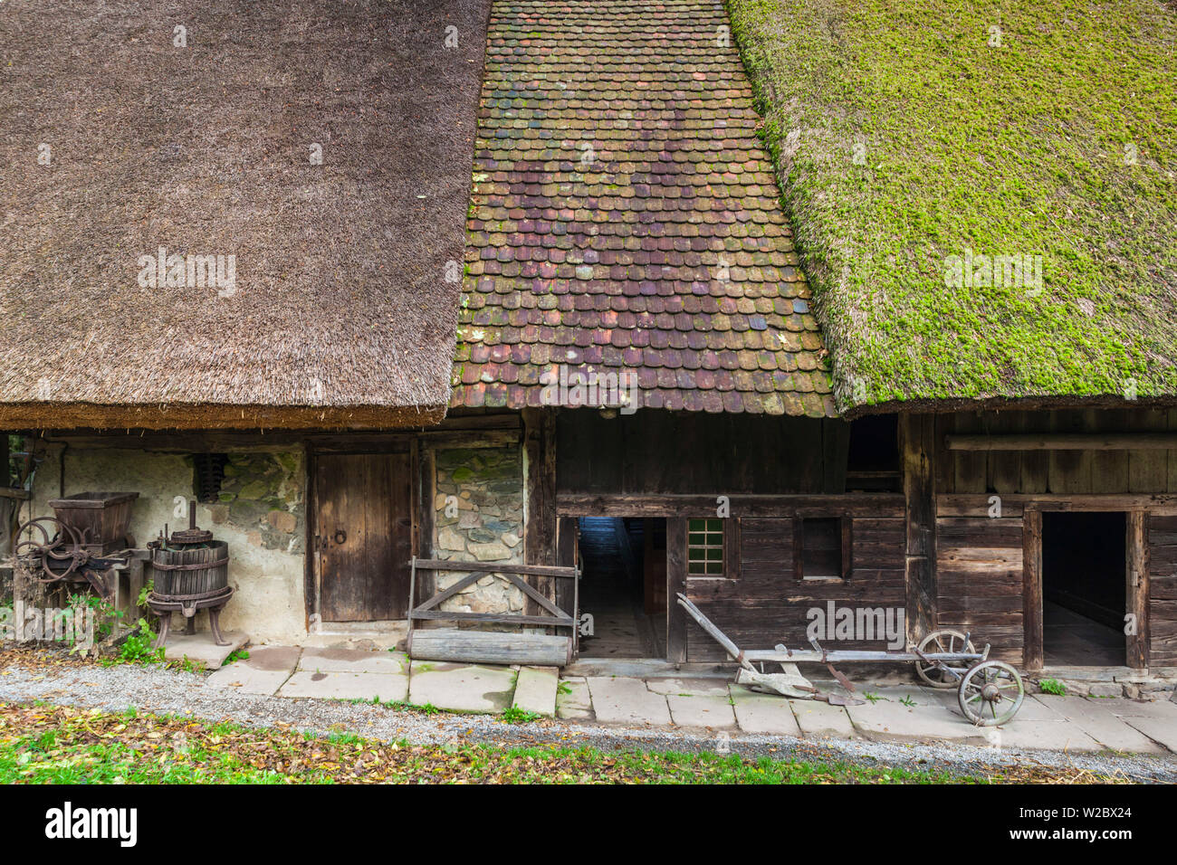 Germany, Baden-Wurttemburg, Black Forest, Haslach im Kinzigtal, Blackforest Outdoor Farm Museum, farmhouse details Stock Photo