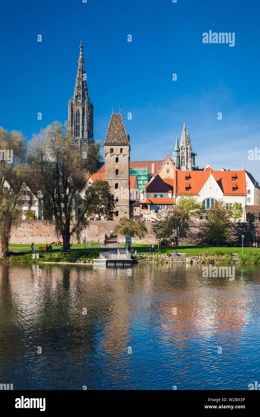 Germany, Baden-Wurttemburg, Ulm, city view from the Danube River Stock Photo