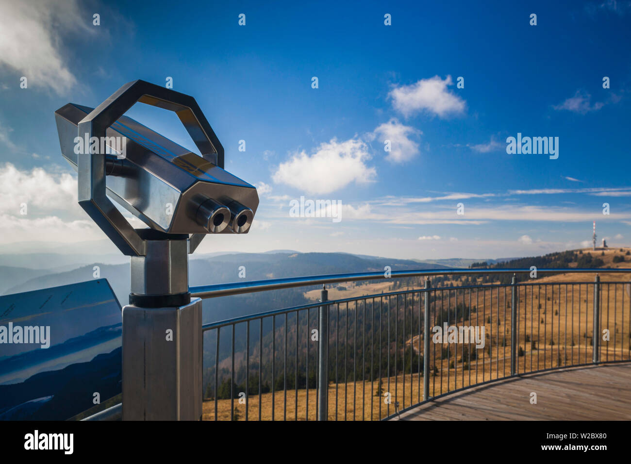 Germany, Baden-Wurttemburg, Black Forest, Feldberg Mountain, lookout tower binocculars Stock Photo