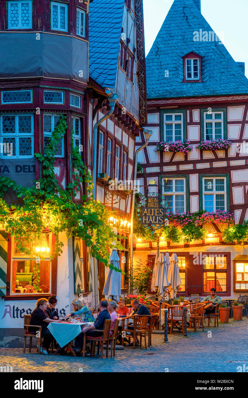 Germany, Rhineland Palatinate, Bacharach, Altes Haus Wein Haus Stock Photo