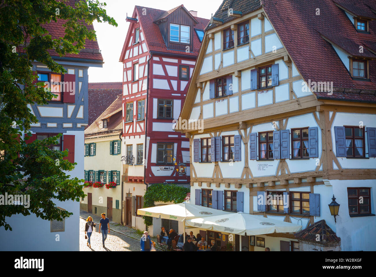 Ornate Half Timbered houses in Ulm's Fishermen and Tanners' district, Ulm, Baden-Wurttemberg, Germany Stock Photo