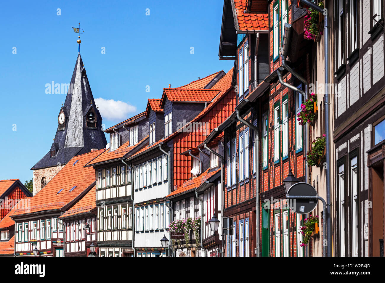 Timber framed houses, old town, Wernigerode, Harz Mountains,  Saxony-Anhalt, Germany Stock Photo