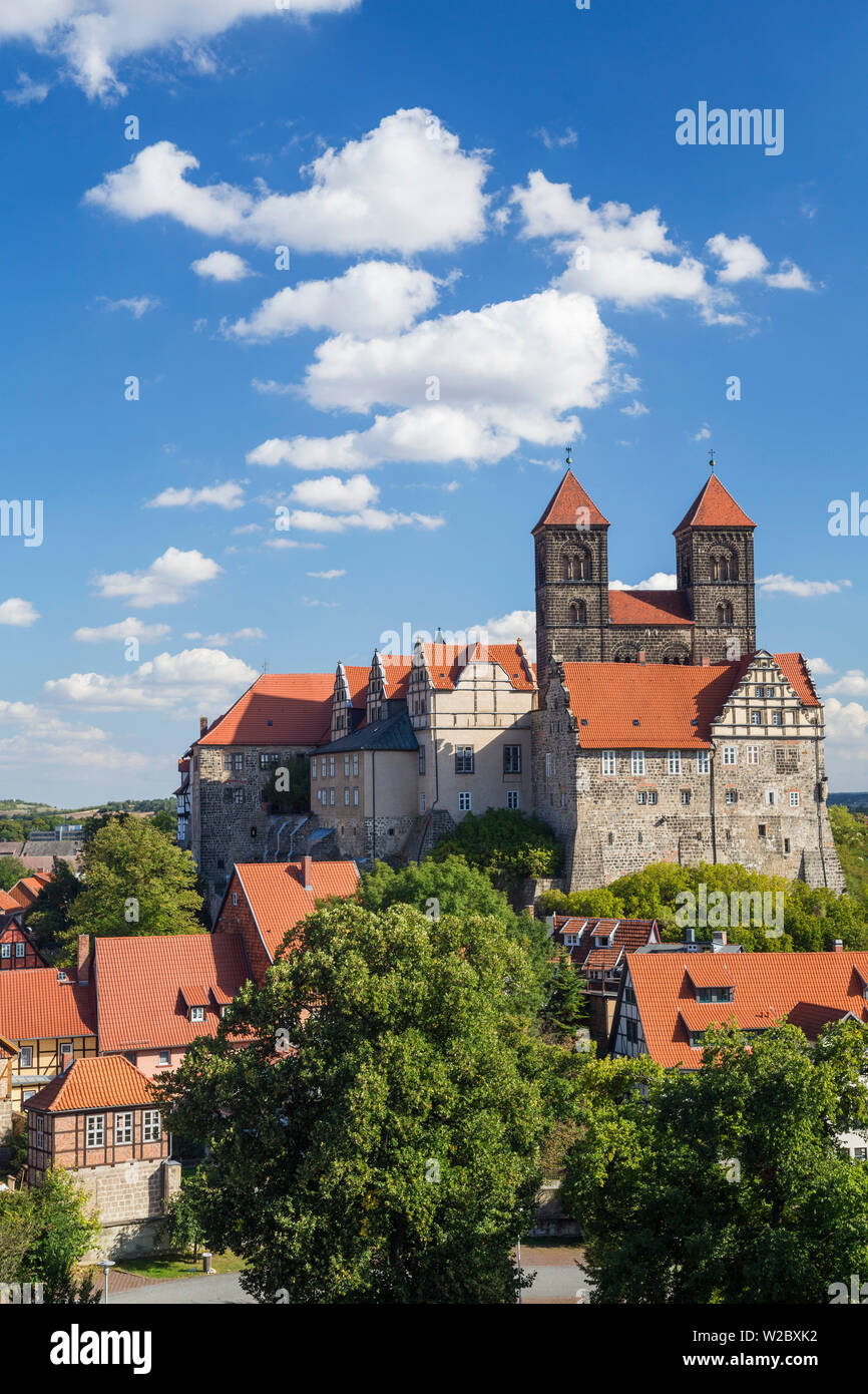 Quedlinburg Castle and Collegiate Church Saint Servatii, UNESCO World Heritage Site, Harz, Saxony-Anhalt, Germany Stock Photo