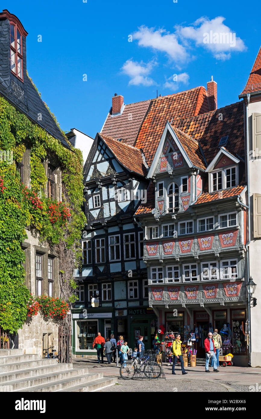 Market Square, Quedlinburg, UNESCO World Heritage Site, Harz, Saxony-Anhalt, Germany Stock Photo
