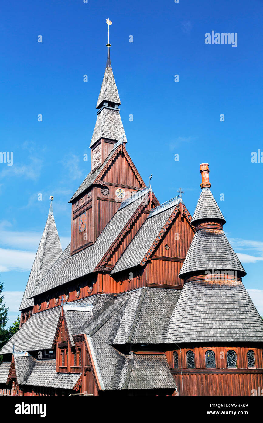 Gustav Adolf Stave Church, Hahnenklee, Goslar, Harz mountain, Lower Saxony, Germany Stock Photo