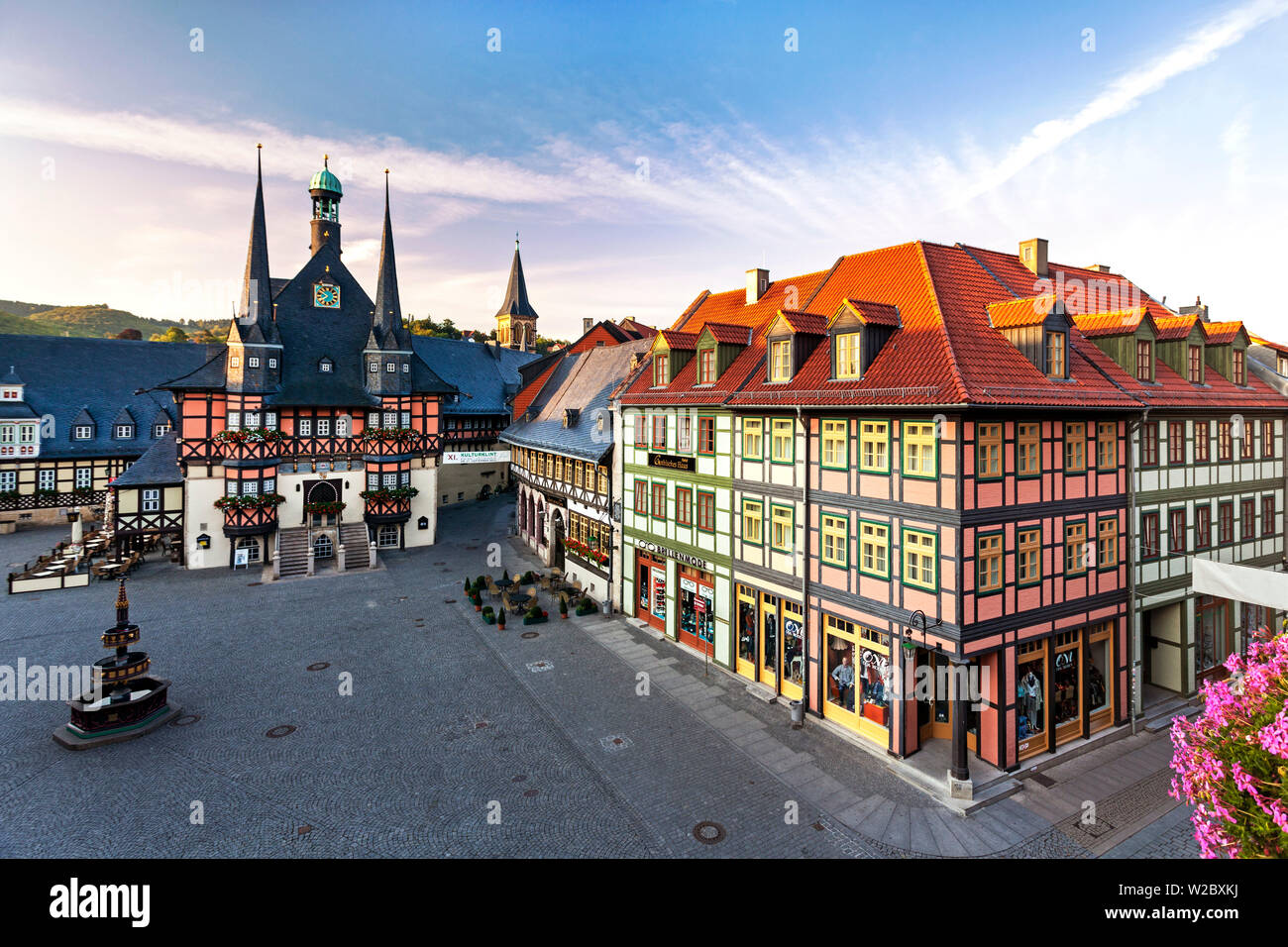 Marker Square and Guild Hall, Wernigerode, Harz Mountains, Saxony-Anhalt, Germany Stock Photo