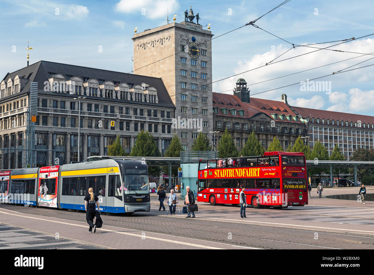 Central Square, Augustusplatz, Leipzig, Saxony, Germany Stock Photo