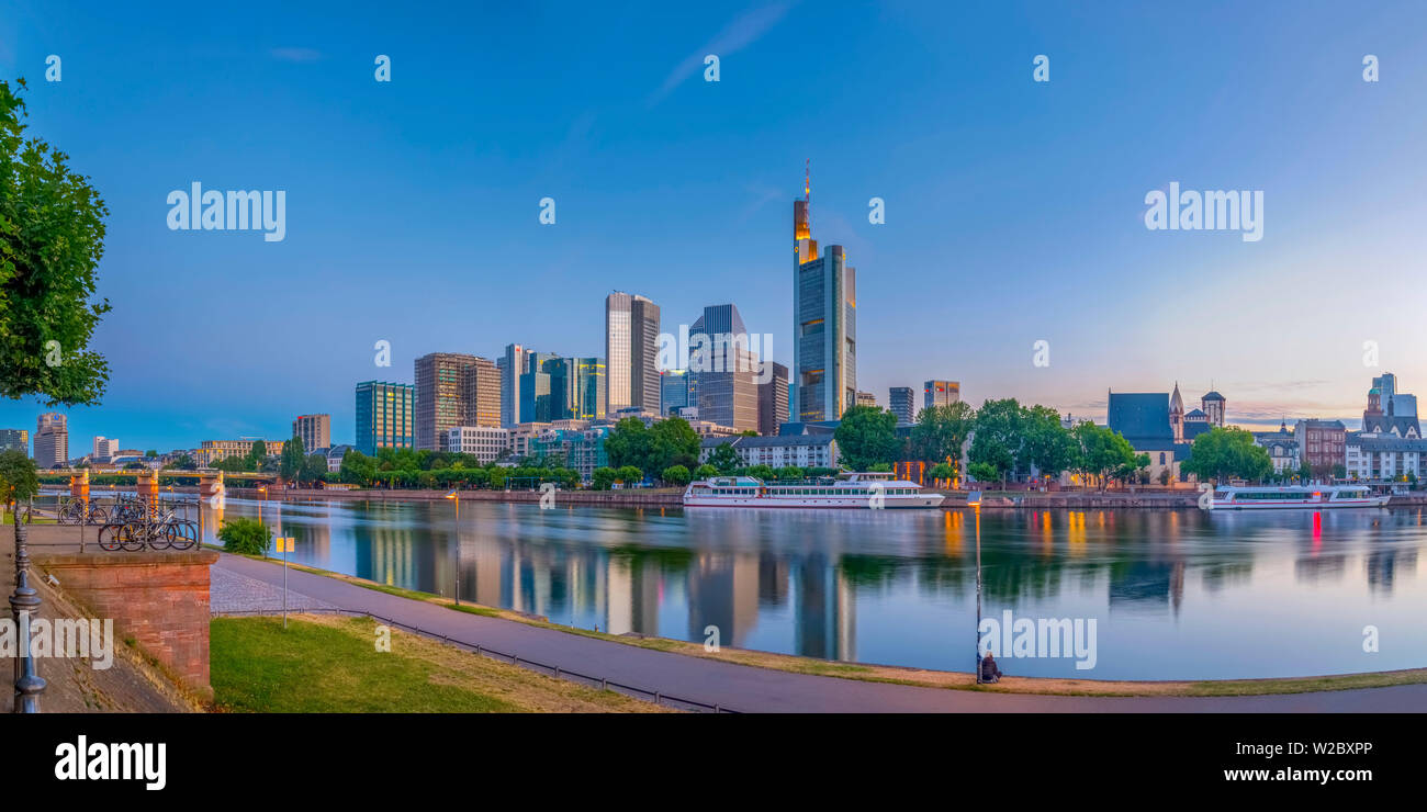 Germany, Hessen, Frankfurt Am Main, City Skyline across River Main ...