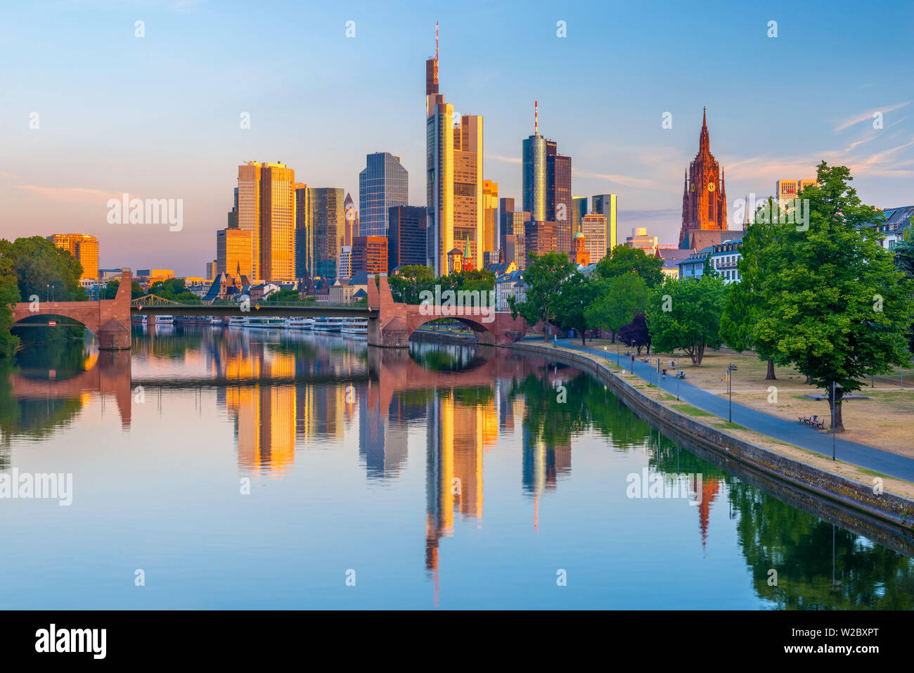 Germany, Hessen, Frankfurt Am Main, City Skyline across River Main ...