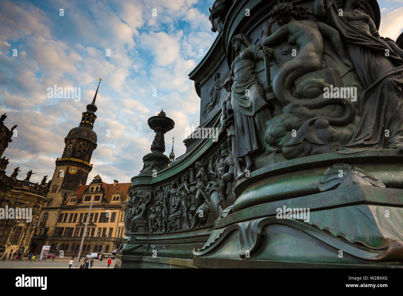 Hofkirche, Theaterplatz, Dresden, Saxony, Germany, Stock Photo