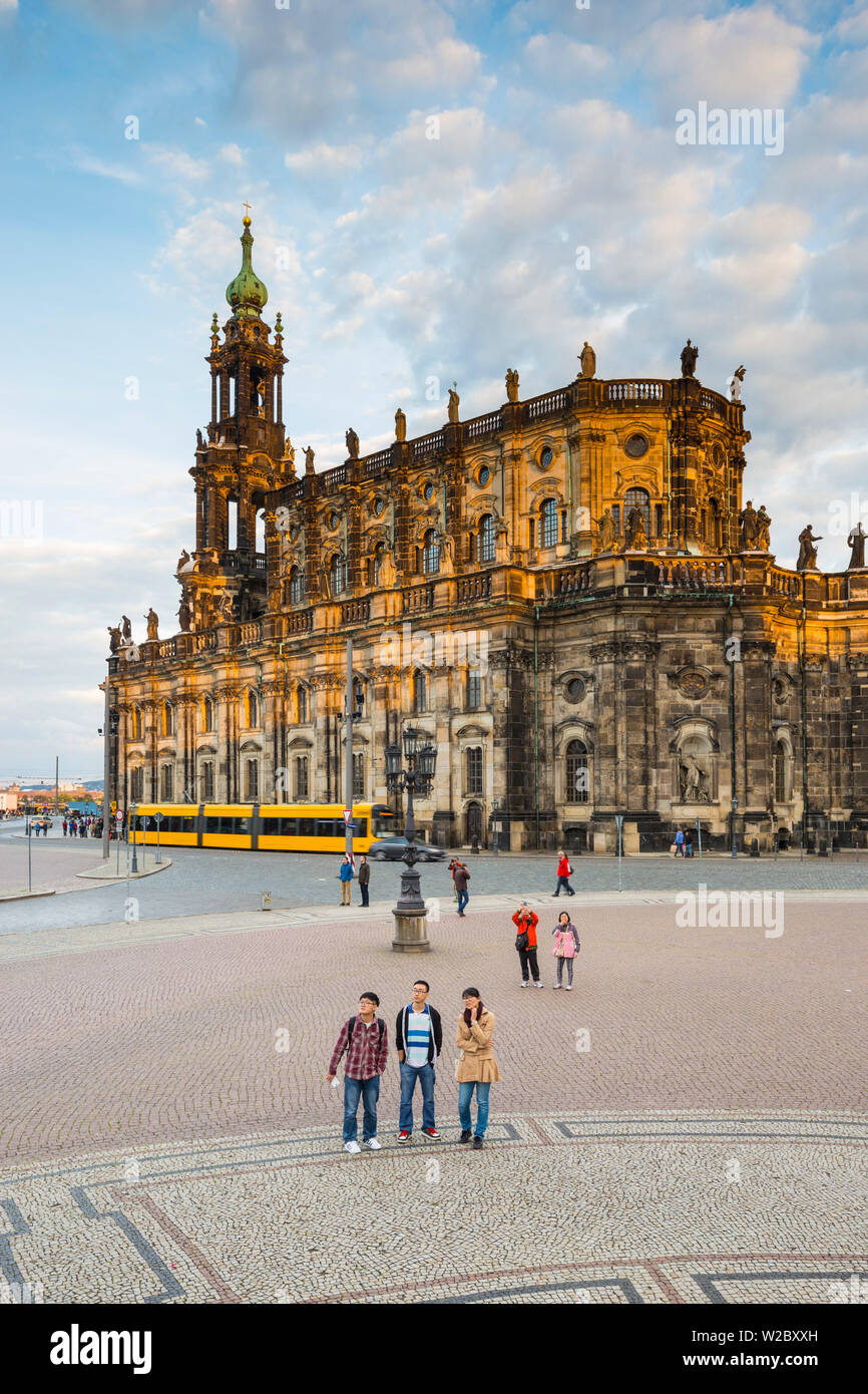 Hofkirche, Theaterplatz, Dresden, Saxony, Germany, Stock Photo