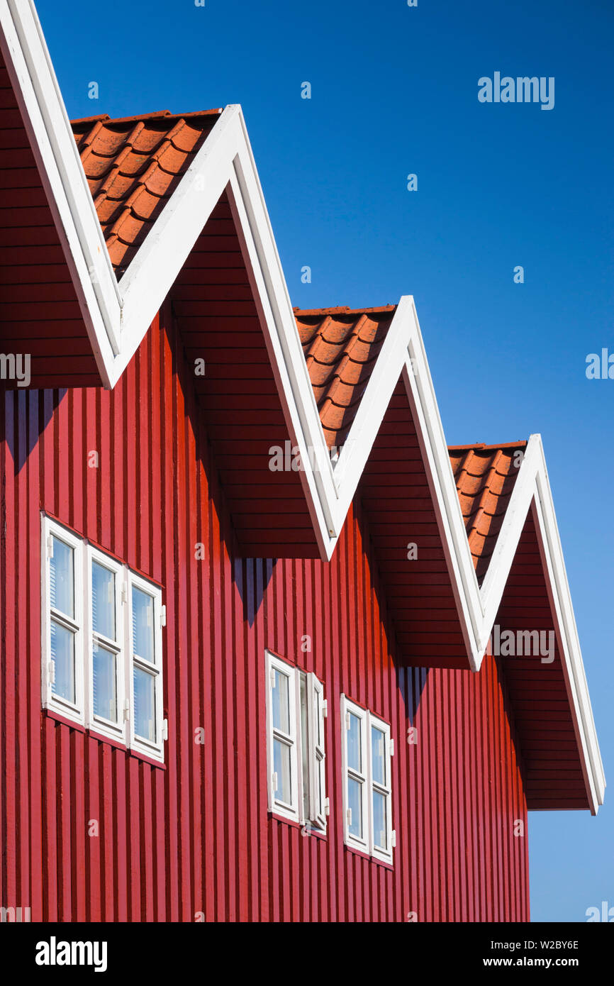 Denmark, Jutland, Ebeltoft, red port buildlings Stock Photo