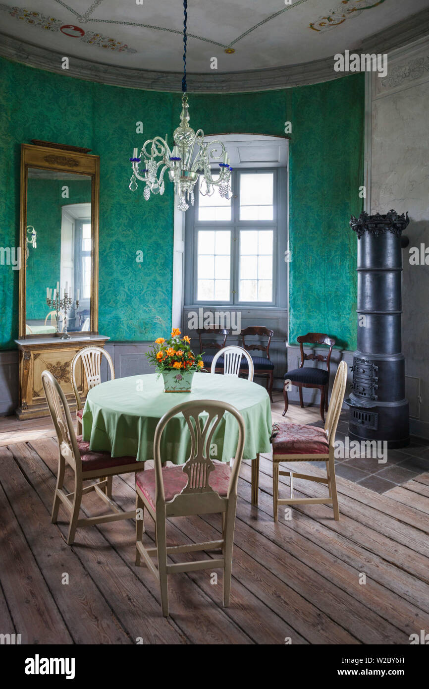Denmark, Jutland, Auning, Gammel Estrup manor house, room interior ...