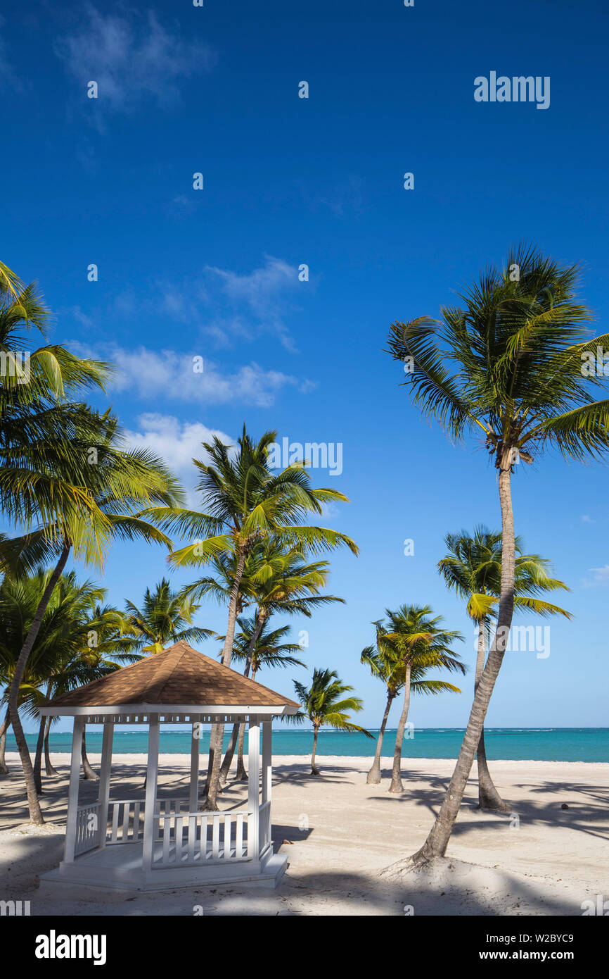 Dominican Republic, Punta Cana, Cap Cana, Gazebo on Juanillo Beach Stock Photo