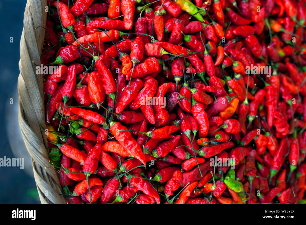 San Salvador, El Salvador, Hot Red Peppers For Sale, Street Market Stock Photo