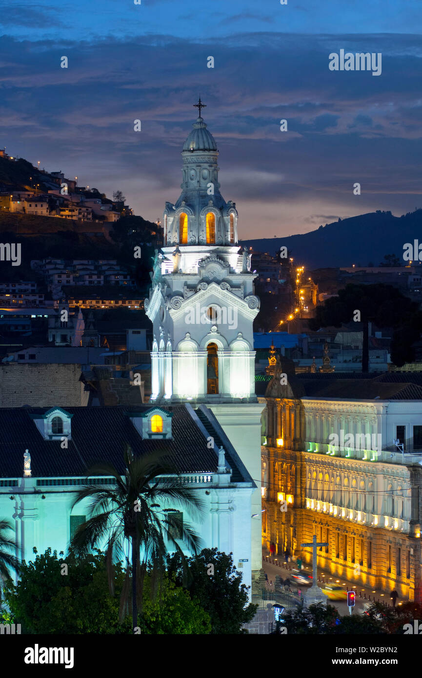 Metropolitan Cathedral of Quito, La Catedral, Belltower, Old Town, Historical Center, UNESCO World Cultural Heritage Site, Cathedral of Ecuador, Metropolitan Cultural Center, Calle Garcia Moreno, Quito, Ecuador Stock Photo