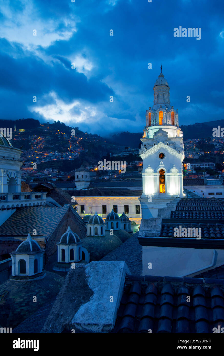 Metropolitan Cathedral of Quito, La Catedral, Belltower, Old Town, Historical Center, UNESCO World Cultural Heritage Site, Cathedral of Ecuador, Quito, Ecuador Stock Photo