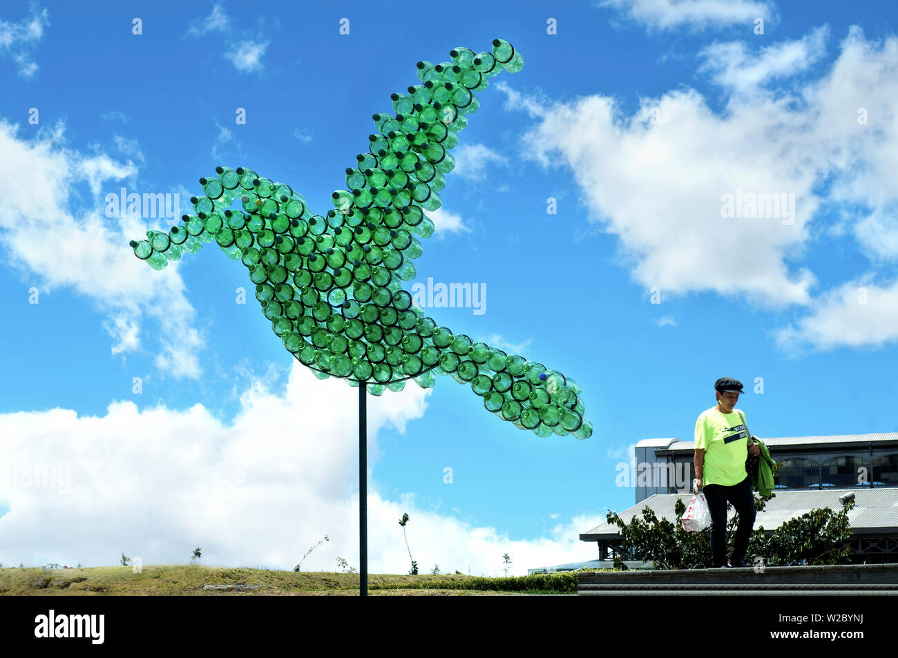 Parque Itchimbia, Bird Sculpture Made Out of Recycled Plastic Bottles, Quito, Ecuador Stock Photo