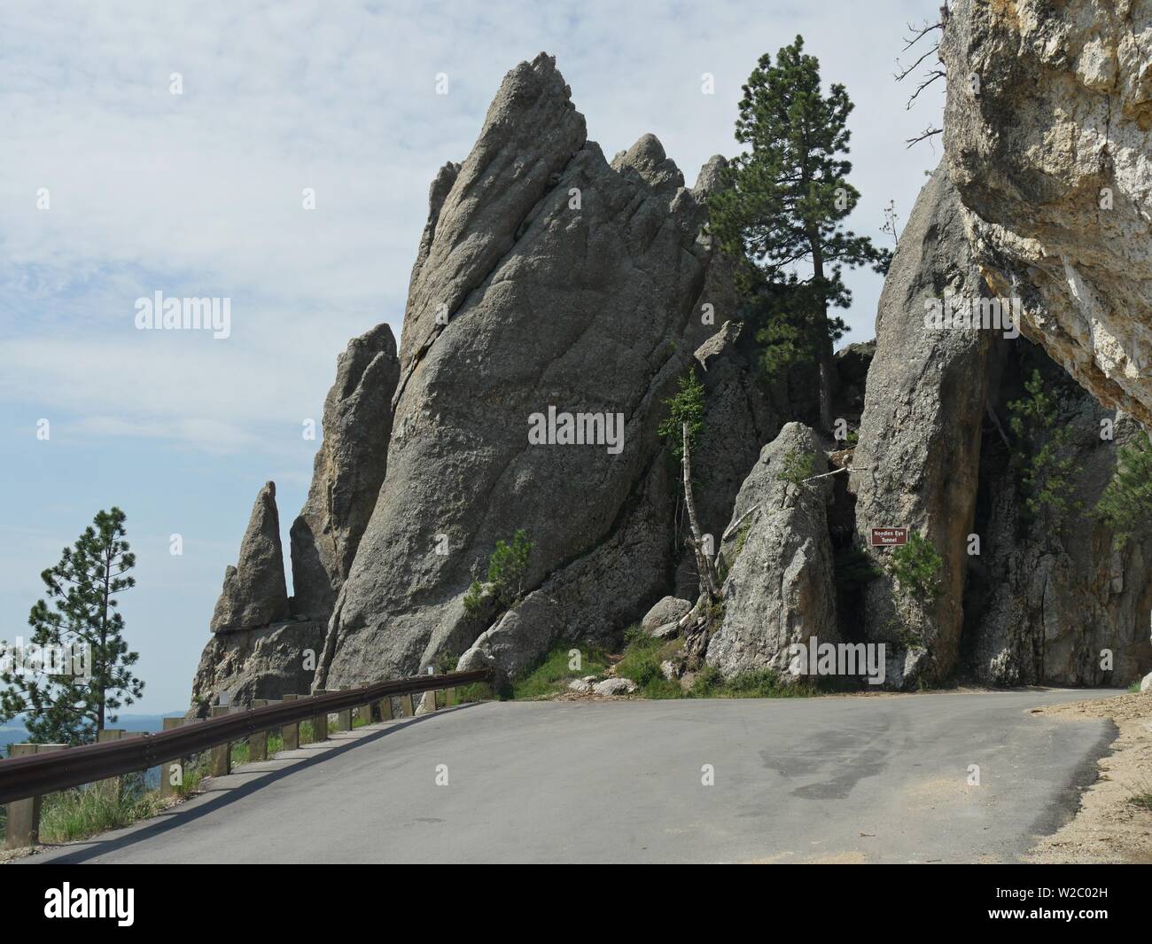 Dramatic rock formations at the entrance of the Needle's Eye tunnel, one of the best attractions