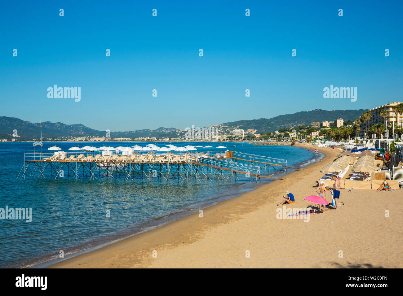 Beach in Cannes, Alpes-Maritimes, Provence-Alpes-Cote D'Azur, French Riviera, France Stock Photo