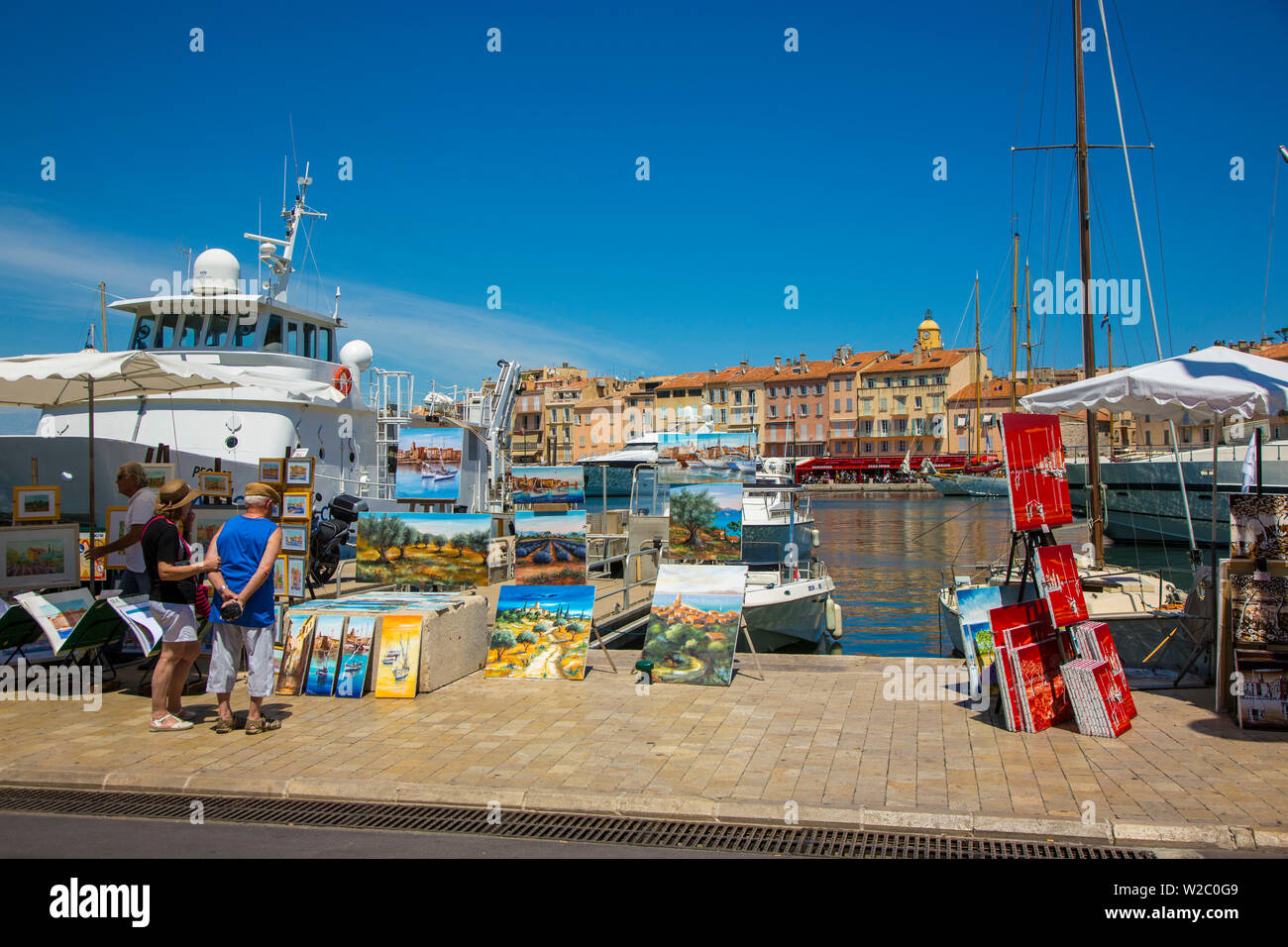 Marina of St. Tropez, Var,  Provence-Alpes-Cote D'Azur, French Riviera, France Stock Photo