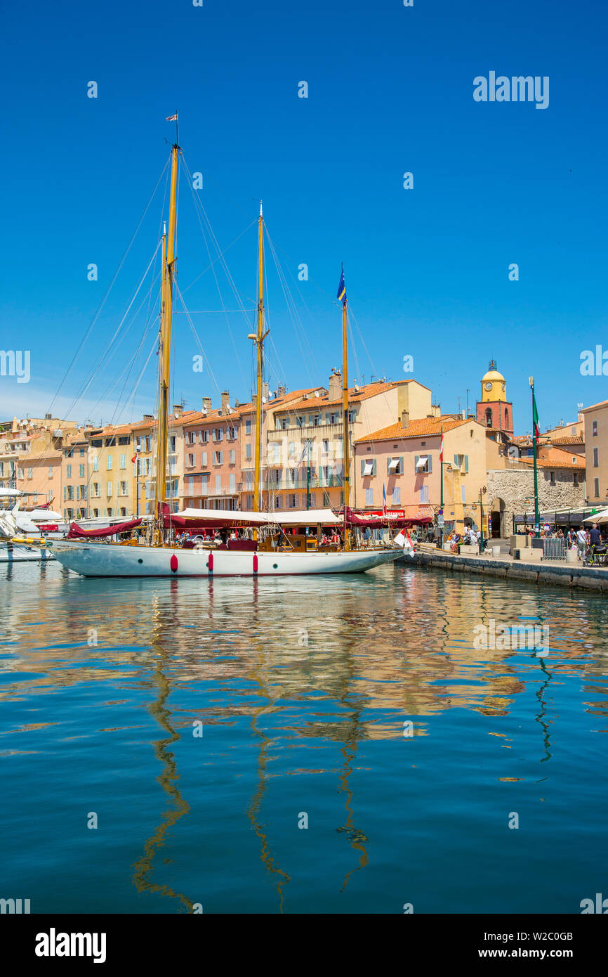 Marina of St. Tropez, Var,  Provence-Alpes-Cote D'Azur, French Riviera, France Stock Photo