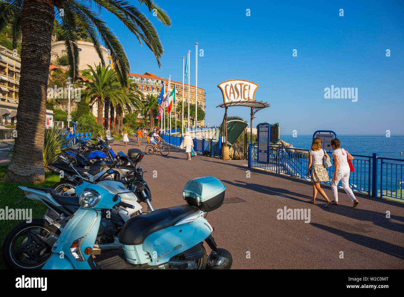 Promenade des Anglais, Nice, Alpes-Maritimes, Provence-Alpes-Cote D'Azur, French Riviera, France Stock Photo