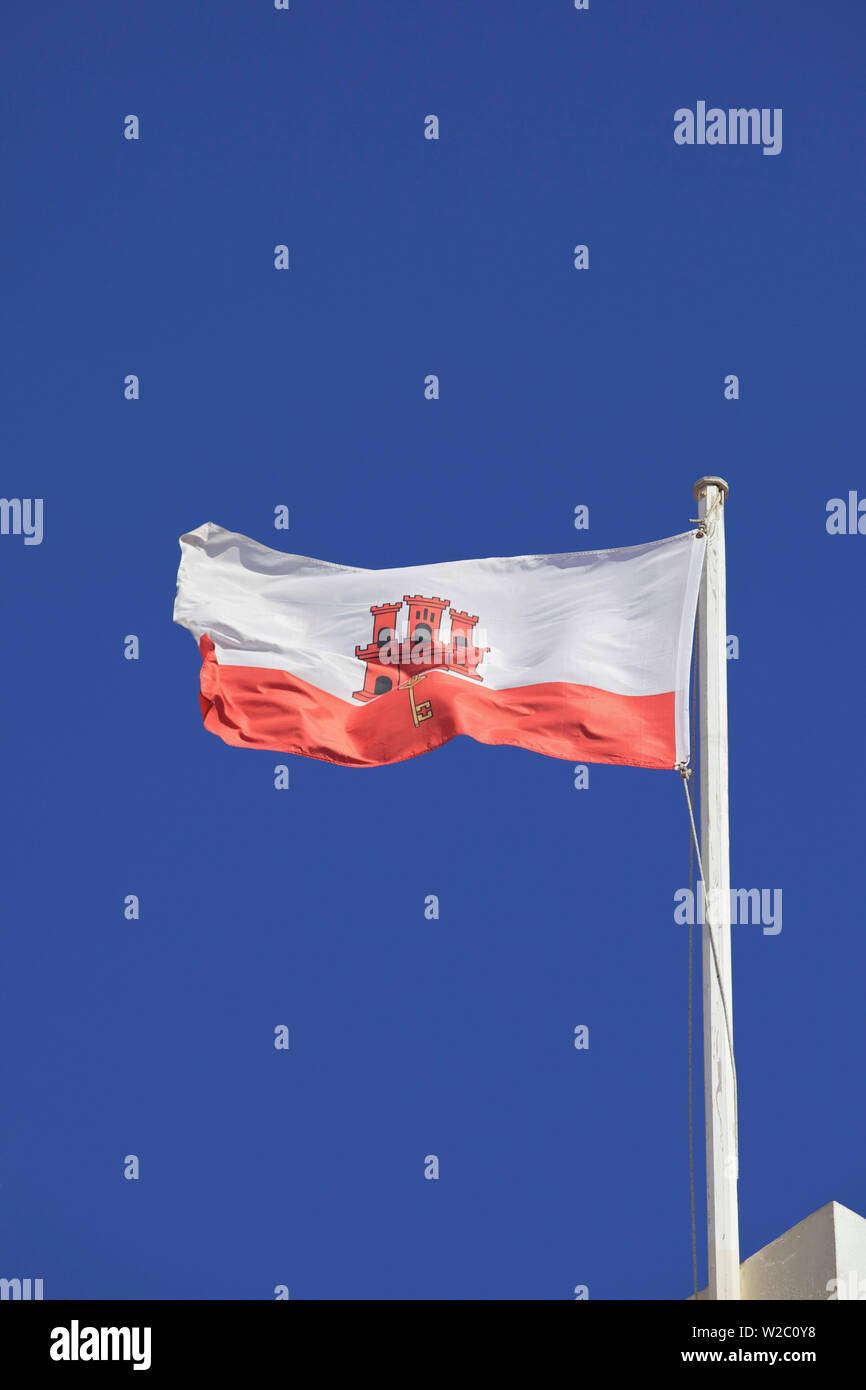 National Flag, Gibraltar, Cadiz Province Stock Photo